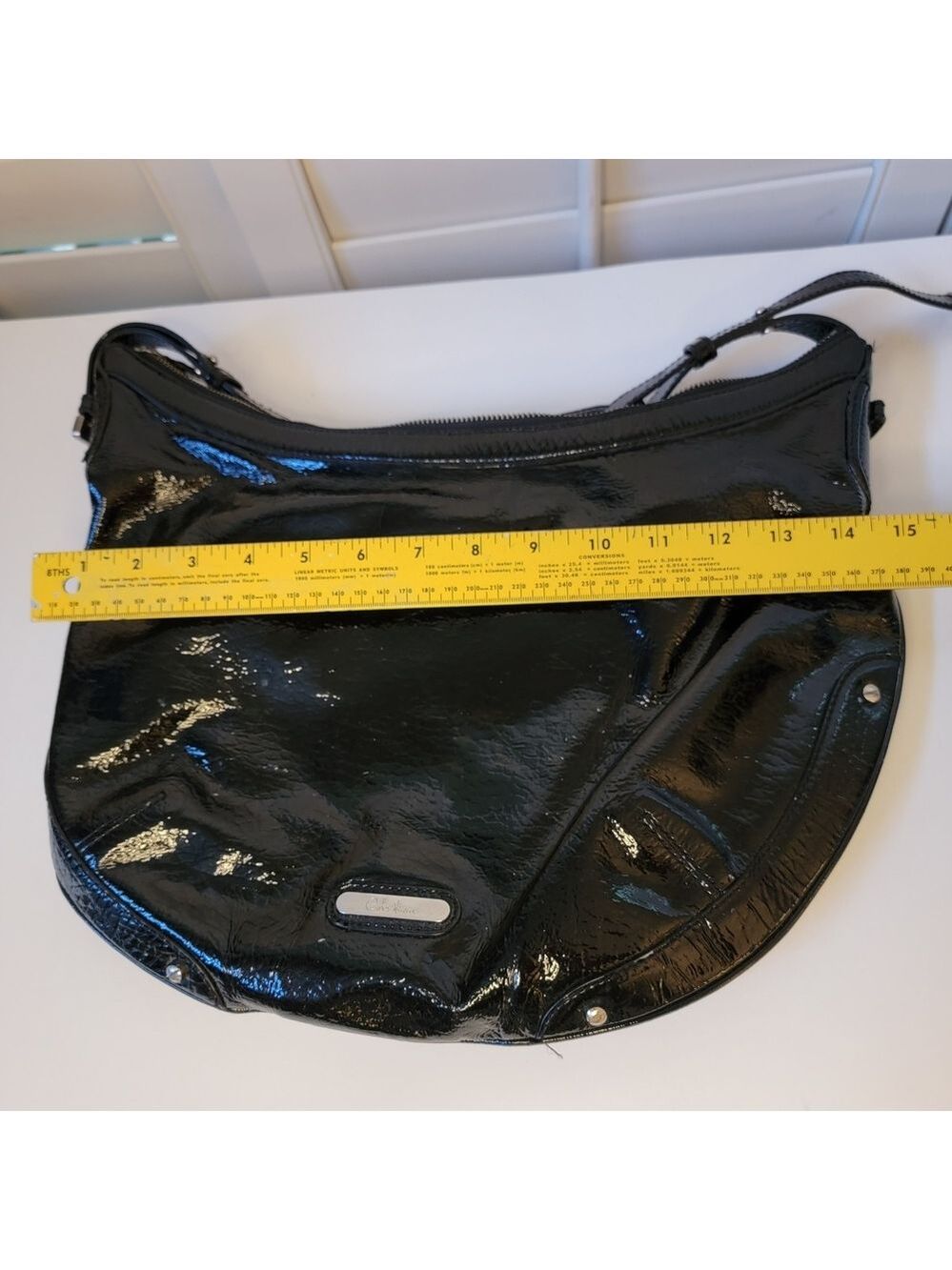 Cole Haan Patent Leather Shoulder Bag – Black Glossy Hobo Style - Picture 7 of 7